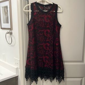 Nanette Lepore black & red lace mini dress size 6